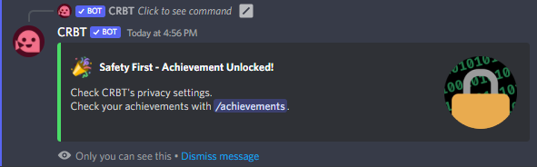 An &quot;Achievement Unlocked&quot; screen showing the user has cleared the &quot;Safety First&quot; achievement.
